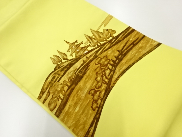 リサイクル　塩瀬寺院に樹木模様名古屋帯